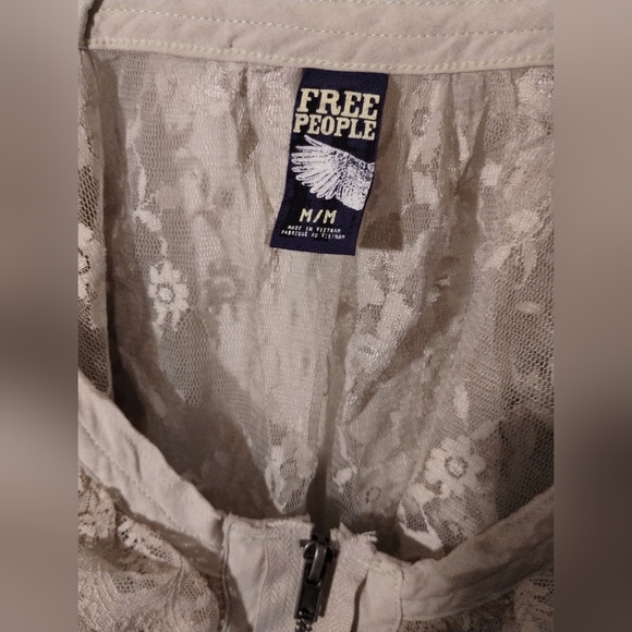 Lace Full-zip free people cream top - Picture 2 of 6